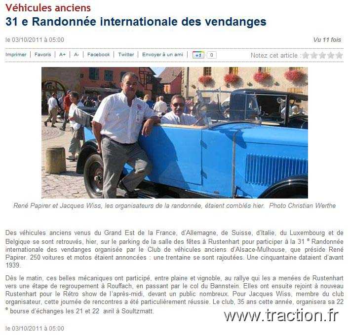 2011_rustenhart (159).jpg - 02/10/2011 - 68740 RUSTENHART 31ème Randonnée Internationale des Vendanges - Coupure de Presse